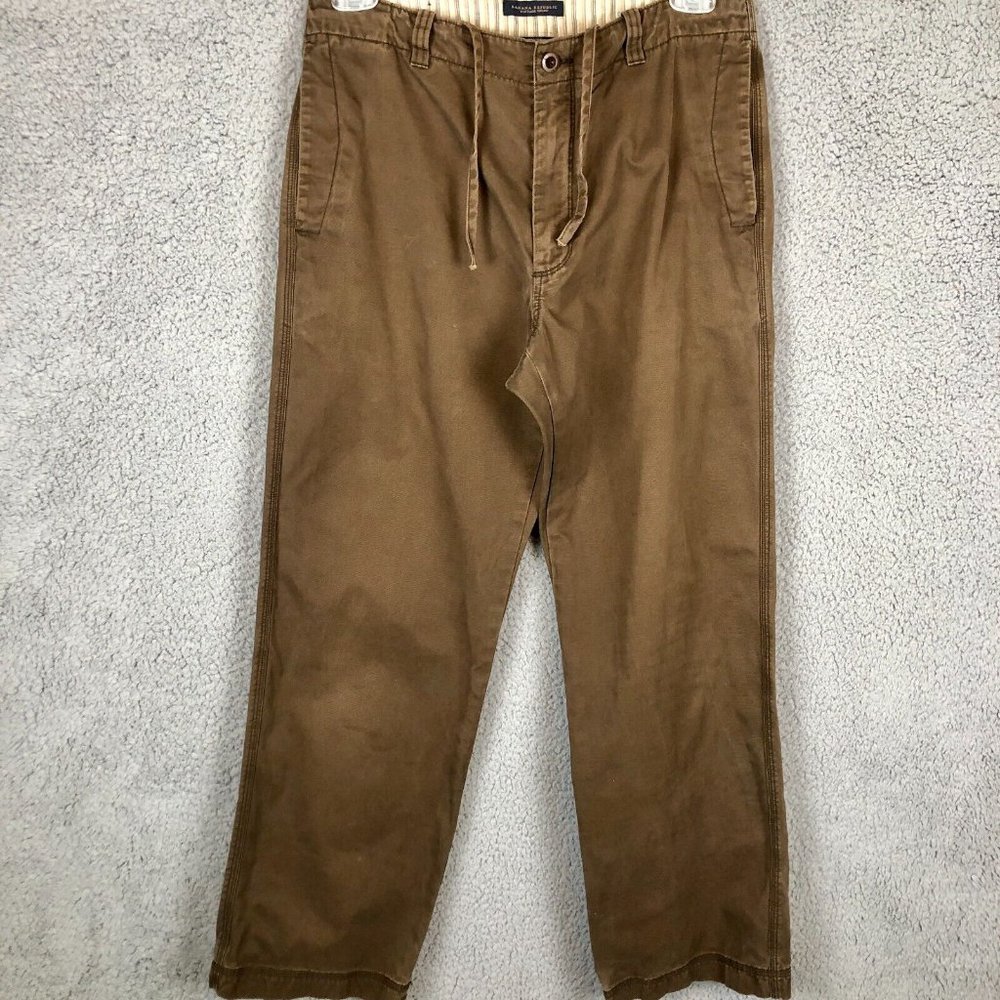 Banana Republic Vintage Chino Pants 33x32 Brown Wide Leg trousers Mens